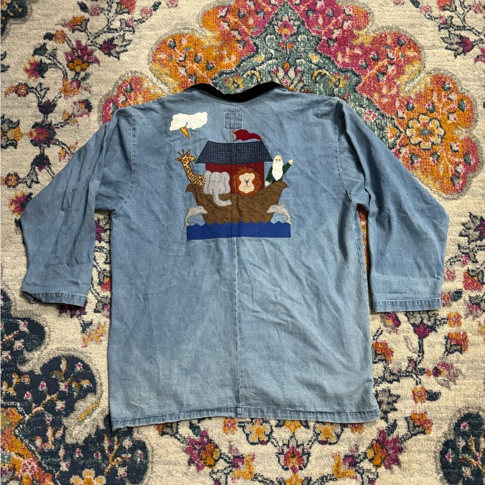 Vintage 90’s Sun Belt Denim Noah’s Ark Jacket size Large